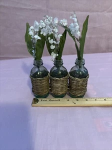 Conjunto Tejido Decorativo Vintage 3 Botellas 5" Alto con Flores Artificiales DECORACIÓN - Imagen 1 de 6
