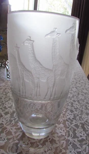 Nachtmann Crystal Glass SAFARI LINE Giraffe Vase 3D Frosted Clear - Picture 1 of 5