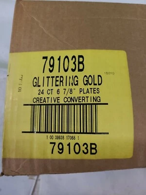 Creative Converting 79103B 7" Glittering Gold Paper Plate - 240 PLATES PER Case - Image 1 of 4