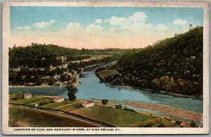 Postcard High Bridge KY Junction of Dick and Kentucky Rivers Birds Eye View - Picture 1 of 2