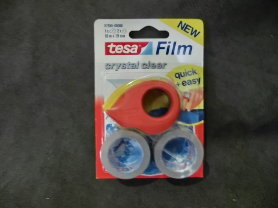 tesa-FILM Doppelpack + Abroller 57859 kristall-klar 2x 10mx19mm (1m = 0,15€) WS