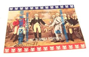 POSTAGE "REP.DE GUINEA ECUATORIAL" COMMEMORATIVE SHEET BURGOYNE/GATES STAMP - Picture 1 of 3