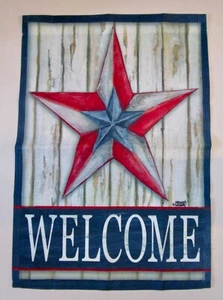 Gartenflagge "Willkommen" mit Stern - 12" x 18" - Bild 1 von 2