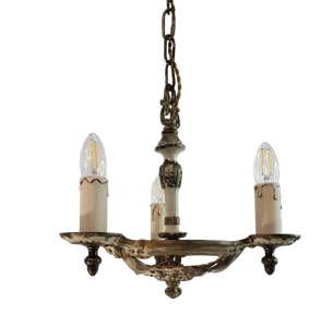 Lampadario policromo a 3 luci art deco anni '30 - Foto 1 di 10