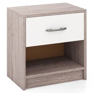 Bedside Table Nightstand with Drawer and Open Storage Shelf-Light Gray - Color: - Picture 1 of 1