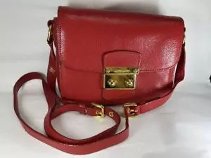 MIU MIU Red Madras Leather Bag Purse Crossbody Shoulder Excellent - Picture 1 of 10