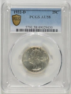1932-D Washington Silver Quarter 25c PCGS AU58 49029430 - Picture 1 of 4