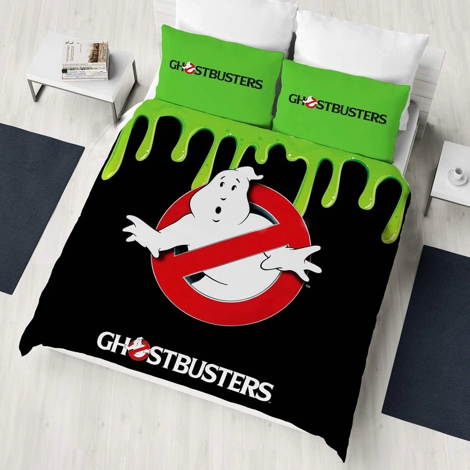 #BEDDING Ghostbusters Glow in the Dark No Ghost Double Duvet Cover Set Reversible Bedding