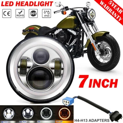 Faro LED Cromo DRL Moto 7" para Honda Ymaha Suzuki Foto 1 de 4