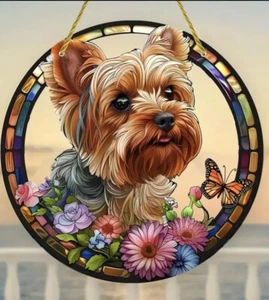 Yorkshire Terrier DOG Lover LARGE Suncatcher Birthday Christmas GIFT Present ART - Picture 1 of 5