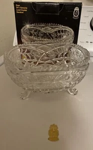 Imperlux Genuine Lead Crystal 24% Pb0 3 foot bowl Western Germany Vtg Origl Box - Picture 1 of 14