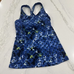 Lululemon Sz 6 Kanto Catch Me Tank Top Windy Blooms Blue Polka Dot Women’s EUC - Picture 1 of 5