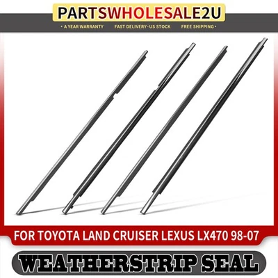 4 件前后门皮带 Weatherstrip 适用于雷克萨斯 LX470 丰田陆地巡洋舰 98-07 — 第 1/4 张图片