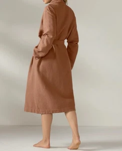 COYUCHI Women Solstice 100% Organic Cotton Short Robe Long Sleeve Cinnamon S NWT - Picture 1 of 9