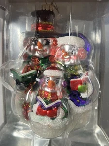 Nuevo de Lote Antiguo Brillante por Christopher Radko Muñeco de Nieve Familia Ornamento N Original En Caja - Imagen 1 de 2