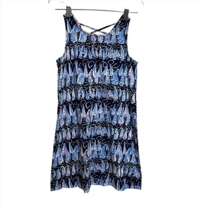 Lilly Pulitzer Girls L Mini Kristen Sailboats Sleeveless Dress Navy Blue Jersey - Picture 1 of 11