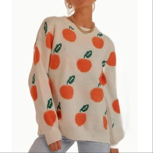 Suéter Naranja Tejido Sin Marca Informal Lindo Suelto Pullover Textura Frutal - Imagen 1 de 6