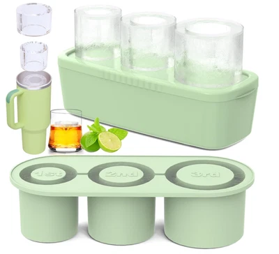 Ice Cube Tray for Tumbler Cup 30Oz-40Oz, 3 Pcs Silicone Cylinder Ice Mold with — 第 1/4 张图片
