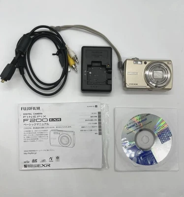 FUJIFILM FinePix F200EXR Gold Digital Camera w/Battery Charger Manual Japan - Image 1 of 4