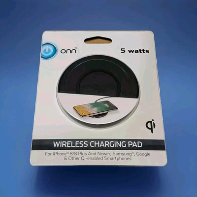 New ONN Wireless Charging Pad 5 Watt Black Phone Charger iPhone Android Gift  - Image 1 of 2