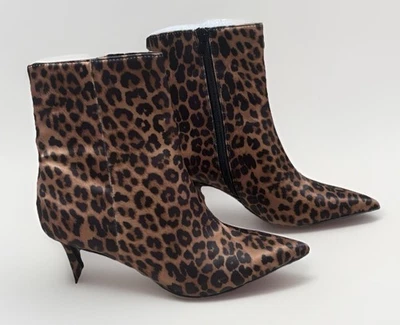 Steve Madden Botines Estampado Leopardo Tacón Gatito Talla 7.5M Cremallera Punta Foto 1 de 4