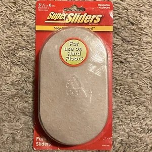 Super Sliders 4 PCS REUSABLE FURNITURE SLIDERS 3-1/2" x 6" for HARD FLOOR - Picture 1 of 4