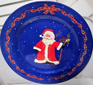 PLATO DE ACEBO VINTAGE DE SANTA CLAUS - 11" Navidad/Vacaciones - PLATO DE CENA DE MELAMINA - Imagen 1 de 2