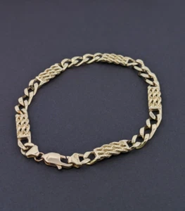 Unique 14k Yellow Gold CURB and ROPE Design Bracelet, 15.4 grams - Picture 1 of 10