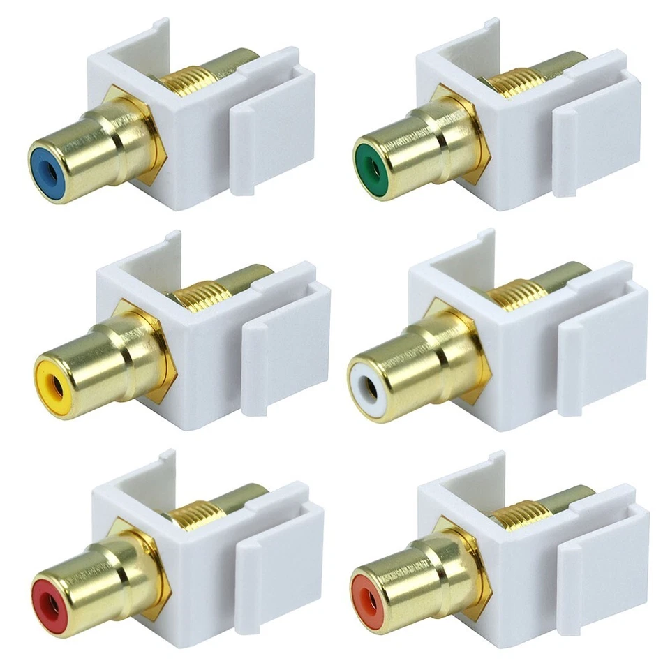 RCA Keystone Jack Insert Audio Video Coupler Adapter Snap In Wall Plate White - Image 1 of 1