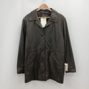 Proudfoot Jacket Size 14 Brown Leather Lambskin Casual NWT - Picture 1 of 8