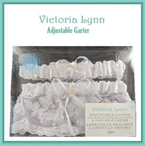 Victoria Lynn Liguero Ajustable Blanco y Tirar Liguero 2 Piezas Encaje + Perla Nuevo en Caja - Imagen 1 de 4