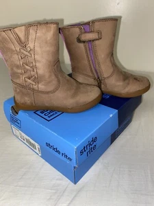 Toddler Girls STRIDE RITE Zoe’s Boots. Tan (Brown). Size 6W. Side Zip. - Picture 1 of 17