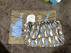 3 Piece Bedding Reversible Quilt & 2 Fitted Sheets Crib Toddler Whale Bicycle - Picture 1 of 9