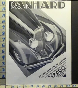 1933 PANHARD FRENCH CAR AUTO PAIRS SPORT MOTOR KOW DECO AD X85 - Picture 1 of 1
