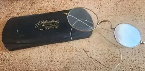 Antique Wire Rim Glasses With Case Gold? JD ARMITAGE MINNEAPOLIS MN - Picture 1 of 11
