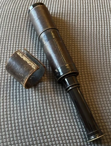 Antique Spy Glass Monocular-Extendsto 36 Inches-As Is Leather - Picture 1 of 8