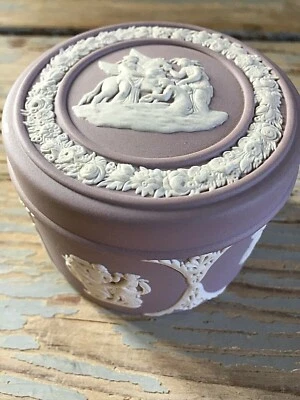 WEDGWOOD RARO JASPERWARE LILLA SCATOLA Tonda  1961 Porcellana - Imagen 1 de 4