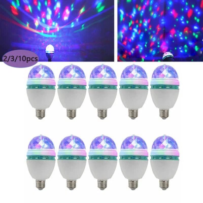 2/3/10pcs Rotating RGB LED Bulb Stage Light Ball Party Disco DJ Club Lamp 3W E27 - Image 1 of 4