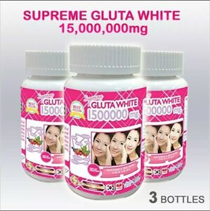 3 Bottles White Gluta Supreme 1500000 Mg V Shape Face Whitening Anti Aging