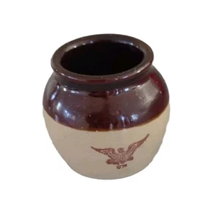 Vintage Stoneware Crock Two Tone Brown USA 1776 Eagle - Picture 1 of 5