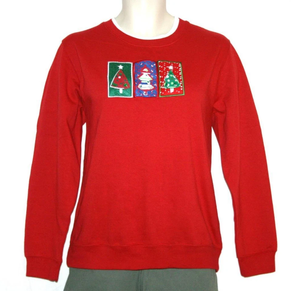 Sudadera Mercer Roja Forrada de Vellón Árboles de Navidad Pullover Top Talla L Nueva con Etiquetas Foto 1 de 3