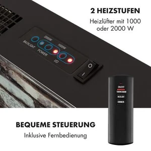Elektrischer Kamin Elektrokamin Heizung Ofen 2000 W Flammen LED Beleuchtung - Bild 1 von 3
