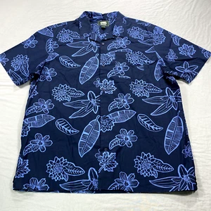 Roots Of Canada Shirt Mens XL Blue Floral Hawaiian Button Up Camp Casual Adult - Picture 1 of 7
