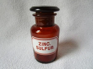 Apothekerflasche mit Schliff-Stopfen Zinc. sulfur. Separanda emailliert 8,5x4cm - Bild 1 von 5