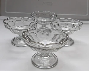 4er Set Vintage Glas Eis Dessert Standschale 3" hoch 4" breit - Bild 1 von 4