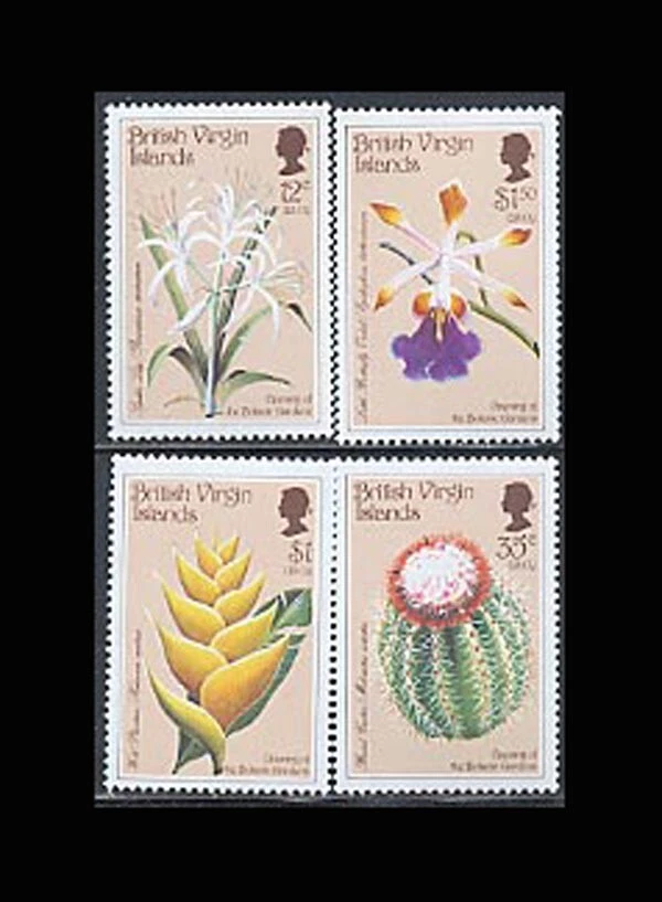 VIRGIN IS, Sc #585-88, MNH, 1987, flores, cactus, orquídea, lirio, planta. Foto 1 de 1