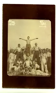 WW1 RPPC - Soldados alemanes en el baño aéreo, IR 81, 1. Guerra Mundial, mayo de 1915 - Imagen 1 de 2