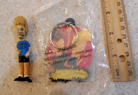 Vintage Beavis & Butt Head PVC Small Action Figure Plus rubber keychain Cover