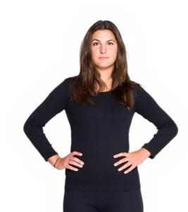 Women's 2 Pack Cotton Blend Thermal Underwear Spencer Long Sleeve Top Black - Picture 1 of 4