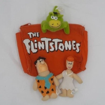 Dennys Restaurant Picapiedra 4" Fred, Wilma & Hoppy Juguetes y Bolso Pequeño De Colección 1989 Foto 1 de 4